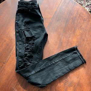 SHEIN Jeans Ankle Black Distressed Sz M / 26